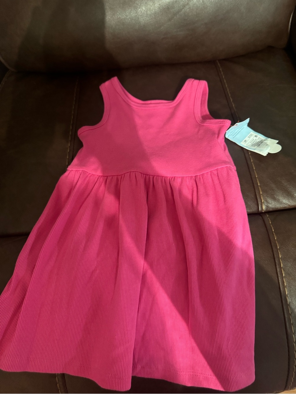 Cat & Jack Bright Pink Ribbed Sleeveless Dress